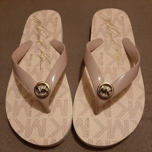 Michael Kors Signature Ballet Pink MK Logo Flip Flops